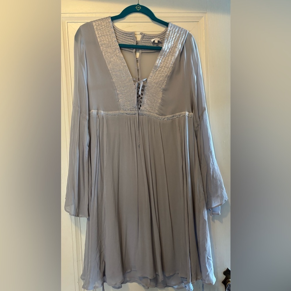 Anthropologie Ghost London Pale Blue Dress with Bell Sleeves - Picture 8 of 12